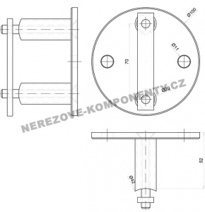 Seitenverankerung des Pfostens 42,4 mm - 2x Schraube + runde Platte