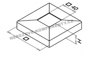 Kappe der oberen Verkankerung - eckiger Geländerpfosten 40x40 mm