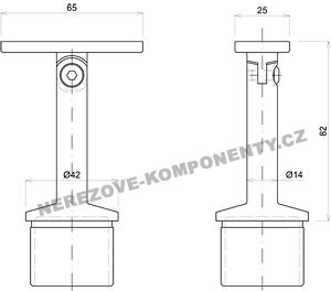 Handlaufhalter- Pfosten 42,4 mm (verstellbar HM)