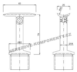 Handlaufhalter- Pfosten 42,4 mm (verstellbar KM)