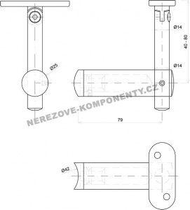 Handlaufhalter außer Achse - Pfosten 42,4 mm (verstellbar HM)