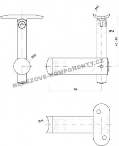 Handlaufhalter außer Achse - Pfosten 42,4 mm (verstellbar KM)