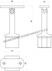 Handlaufhalter- Pfosten 40x40 mm (verstellbar)