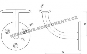 Handlaufhalter mit Schrauben (runder Handlauf)