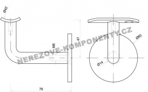 Handlaufhalter an die Wand ohne Sichtschrauben - rund