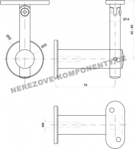 Handlaufhalter an die Wand mit Gelenk (verstellbar HM)