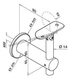 Handlaufhalter an die Wand mit Gelenk (verstellbar KM)