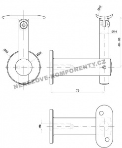 Handlaufhalter an die Wand mit Gelenk (verstellbar KM)