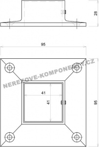 Abschluss des eckigen Handlaufs 40x40 mm an die Wand