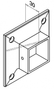 Abschluss des eckigen Handlaufs 40x40 mm an die Wand