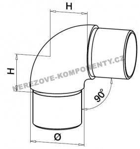 Verbinder des Edelstahlhandlaufs 42,4 mm - 90 Grad (Ellbogen)