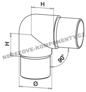 Verbinder des Edelstahlhandlaufs 42,4 mm - 90 Grad (abgerundet)