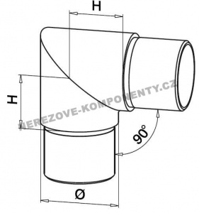 Verbinder des Edelstahlhandlaufs 42,4 mm - 90 Grad (kantig)