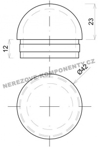 Endstück des Handlaufs 42,4 mm - halbrund