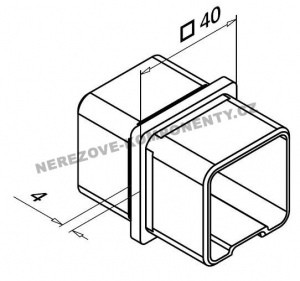 Verbinder des Edelstahlhandlaufs 40x40 mm - gerade