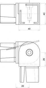 Verbinder des Edelstahlhandlaufs 40x40 mm - verstellbar