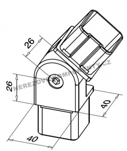 Verbinder des Edelstahlhandlaufs 40x40 mm - verstellbar