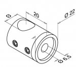 Edelstahl-Stabhalter 12 mm - seitlich-rechts HS