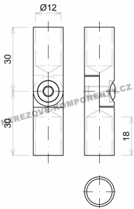 Verbinder des Edelstahlstabes 12 mm - Gelenk