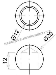 Endstück des Edelstahlstabes 12 mm - Kugel