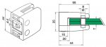 Glashalter für Geländer eckig - Modell 26 KS