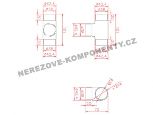 Verbinder des Edelstahlhandlaufs 42,4 mm - gerades T-Stück